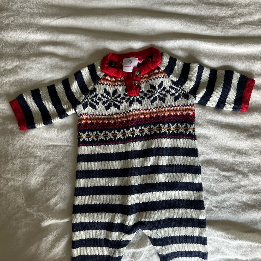 Hanna Andersson Navy and Red Striped Footie